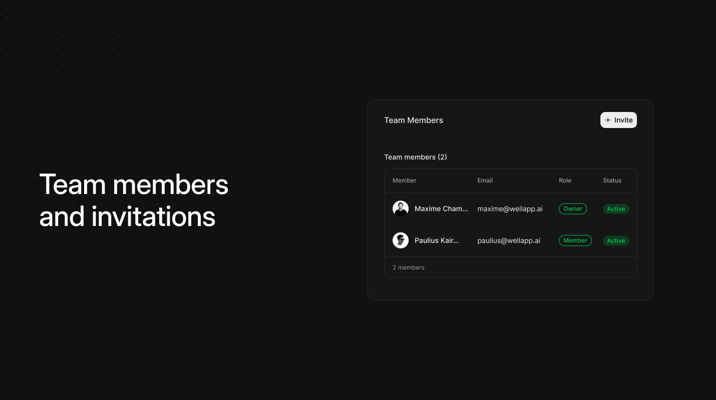 Team members and invitations