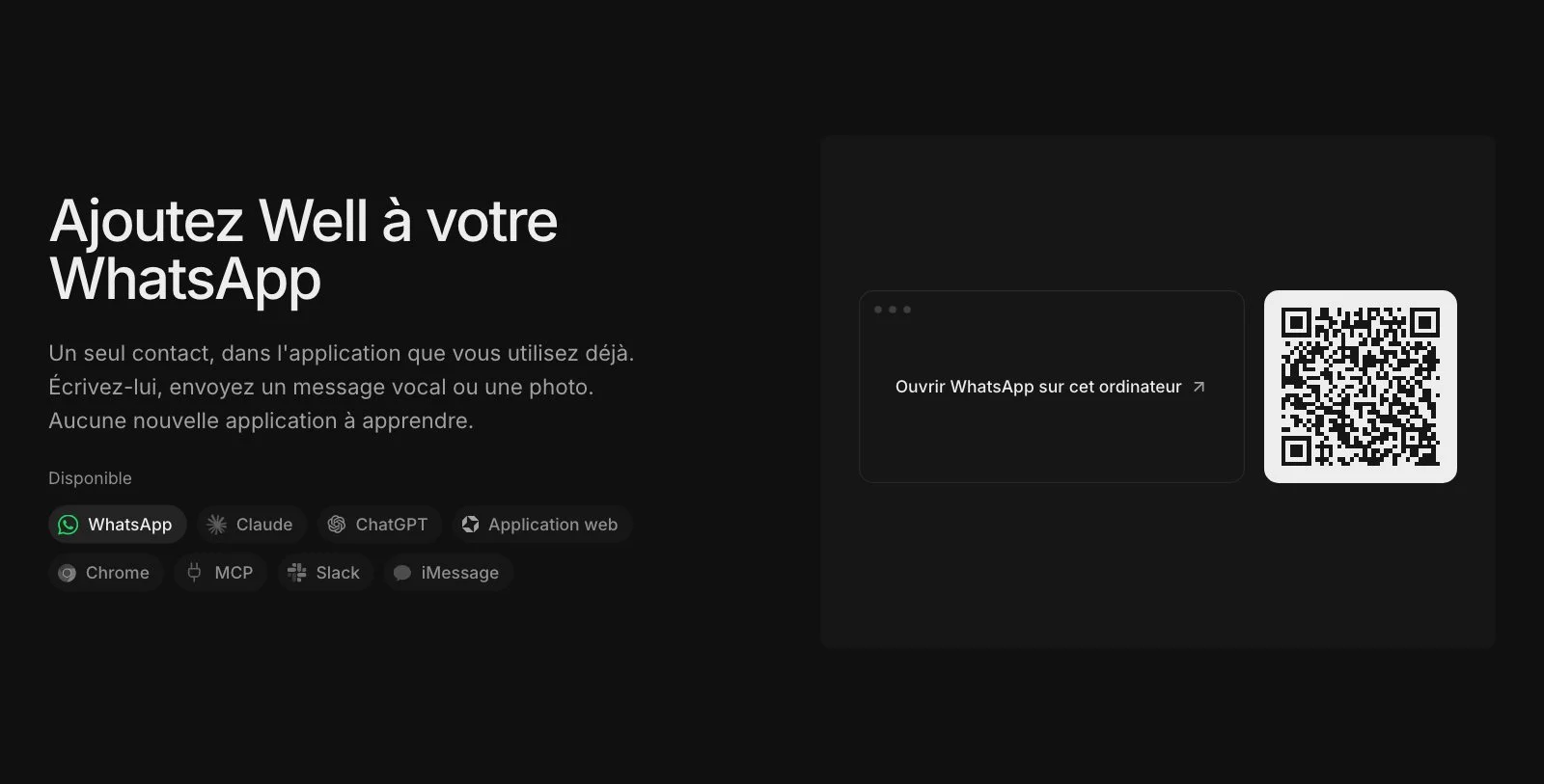 Well ajouté à WhatsApp avec un QR code